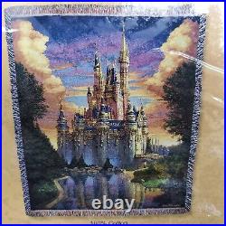 2021 Disney Park 50th Anniversary Woven Tapestry Throw Cinderella Castle 60x50