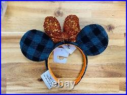 2021 Disney Parks Halloween Plaid with Orange Bow Minnie Ears Headband