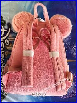 2022 Disney Parks Loungefly Minnie Mouse Piglet Pink Cozy Fuzzy Backpack Bag New