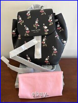 2022 Disney Parks X Kate Spade Minnie Mouse Black Leather Flap Backpack Nwt