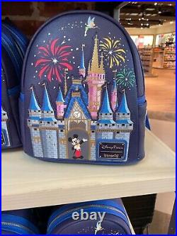 2023 Disney Parks Mickey Cinderella Castle Fireworks Backpack Bag Loungefly NEW