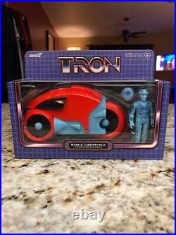 2023 Disney Parks Super7 ReAction Figures Tron Lightcycle Set Red Yellow Orange