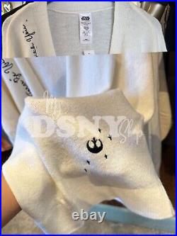 2024 Disney Parks Star Wars May The Force Embroidered Cream Cardigan Size L New