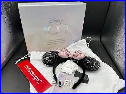 Disney Parks 100 Anniversary Swarovski Black Pink Bow Minnie Mickey Ear Headband