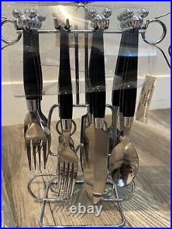 Disney Parks 17 Piece Flatware Set Icon Mickey Mouse Silverware And Caddy New