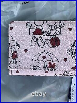 Disney Parks 2022 Valentine's Mickey Minnie Wristlet Wallet Dooney & Bourke New