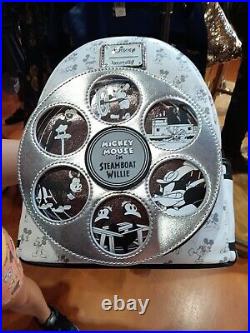 Disney Parks 2023 100 Decades Mickey Mouse STEAMBOAT WILLIE LOUNGEFLY NWT