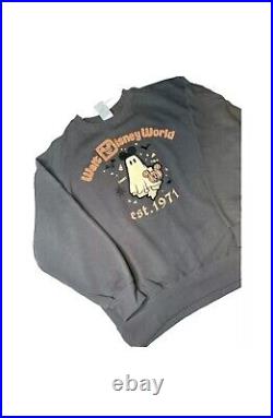 Disney Parks 2024 Mickey Mouse Ear Hat Ghost Embroidered Crewneck Sweater 3XL