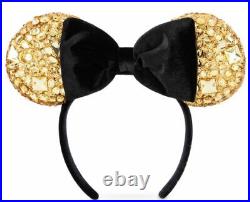 Disney Parks 50th Anniversary Luxe Logo Jeweled Ears Headband NEW Gem Sequin