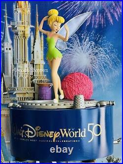 Disney Parks 50th Anniversary Peter Pan Tinker Bell Music Box Figure Statue New