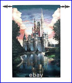 Disney Parks 50th Anniversary Woven Tapestry Wall Hanging Cinderella Castle NEW