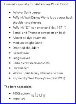 Disney Parks Bambi and Thumper Tie-Dye Spirit Jersey M L XL NEW