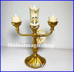 Disney Parks Beauty & The Beast Cogsworth Clock Lumiere Light Up Figure Set NEW