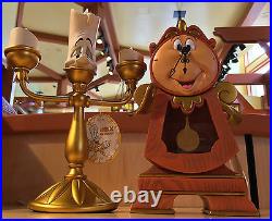 Disney Parks Beauty & the Beast Cogsworth Clock and Lumiere Light Up Figure Set