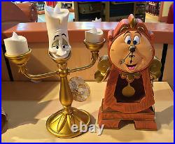 Disney Parks Beauty & the Beast Cogsworth Clock and Lumiere Light Up Figure Set