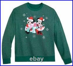 Disney Parks Christmas Santa Mickey & Minnie Sweatshirt Sz 1x SPARKLE Nwt