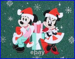 Disney Parks Christmas Santa Mickey & Minnie Sweatshirt Sz 1x SPARKLE Nwt