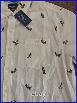 Disney Parks Collection By Tommy Bahama Men White Short Sleeve Button Shirt NWT
