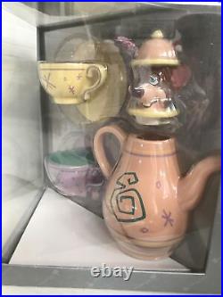 Disney Parks Dormouse Tea Set Alice in Wonderland Teapot Cups Saucers NEW NRFB