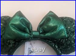 Disney Parks Emerald Green Minnie Ears Sequin Headband New