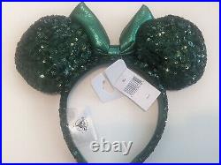 Disney Parks Emerald Green Minnie Ears Sequin Headband New