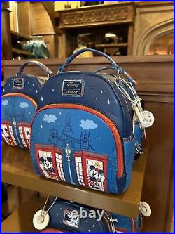 Disney Parks Epcot UK London Phone Booth Mickey Minnie Loungefly Backpack New