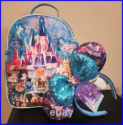 Disney Parks Joey Chou Loungefly Mini Backpack & Minnie Ear Headband NWT
