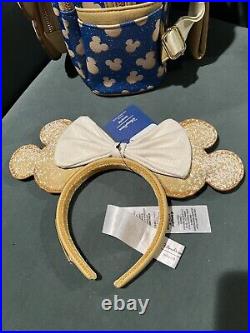 Disney Parks Loungefly Beignet All Day Mini Backpack And Headband Ears Combo New