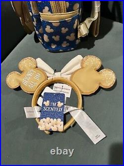 Disney Parks Loungefly Beignet All Day Mini Backpack And Headband Ears Combo New