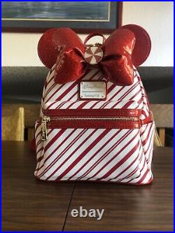 Disney Parks Loungefly Candy Cane Peppermint Christmas Holiday Mini Backpack