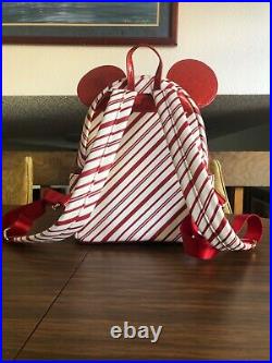 Disney Parks Loungefly Candy Cane Peppermint Christmas Holiday Mini Backpack