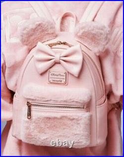 Disney Parks Loungefly Piglet Pink Cozy Fuzzy 2022 Minnie Mouse Backpack NEW