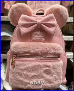 Disney Parks Loungefly Piglet Pink Cozy Fuzzy 2022 Minnie Mouse Backpack NEW