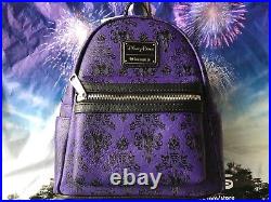 Disney Parks Loungefly Purple Wallpaper Mini Haunted Mansion Backpack New