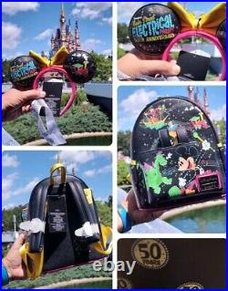 Disney Parks Main Street Electrical Parade Loungefly Backpack & Ears NWT