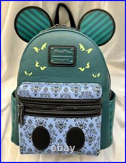 Disney Parks Mickey Main Attraction Haunted Mansion Loungefly & Ears NWT