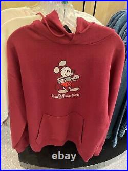 Disney Parks Mickey Mouse Genuine Mousewear Pullover Hoodie Cranberry Red L XL