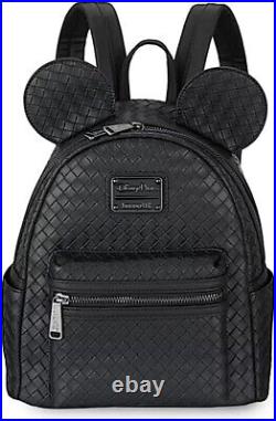 Disney Parks Mickey Mouse Woven Black Mini Loungefly Backpack New