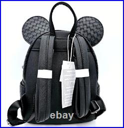 Disney Parks Mickey Mouse Woven Black Mini Loungefly Backpack New