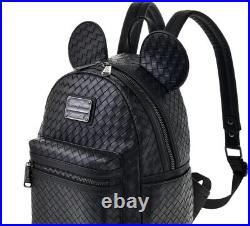 Disney Parks Mickey Mouse Woven Black Mini Loungefly Backpack New