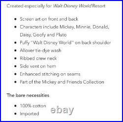 Disney Parks Mickey Mouse and Friends Tie-Dye Disney Celebration Crew L XXL New