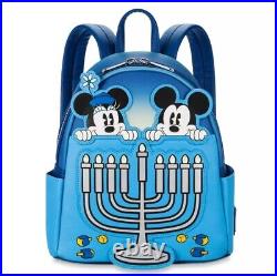 Disney Parks Mickey and Minnie Hanukkah Light-Up Loungefly Mini Backpack New