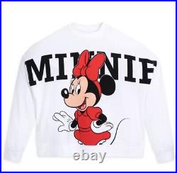 Disney Parks Minnie Mouse Back to Front Pullover Sweatshirt for Women NWT XL