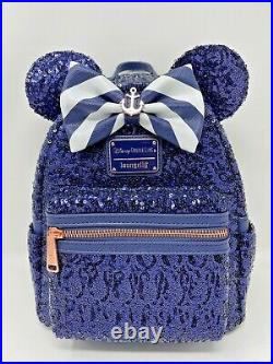 Disney Parks Minnie Mouse Disney Cruise Line Blue Sequined Loungefly Backpack
