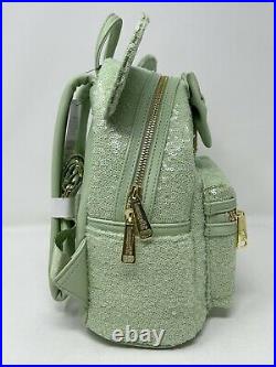 Disney Parks Minnie Mouse Mint Green Sequined Loungefly Mini Backpack Sequin NWT