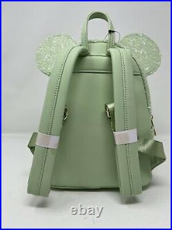 Disney Parks Minnie Mouse Mint Green Sequined Loungefly Mini Backpack Sequin NWT