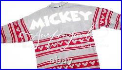 Disney Parks Spirit Jersey Letterman Sweater Zip Up Red Gray M Mickey Small NWT