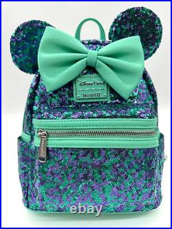 Disney Parks Teal Purple Sequin Loungefly Mini Backpack NWT Minnie Mouse Ear
