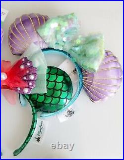 Disney Parks The Little Mermaid Seashell Ariel Minnie Ear Headband Set