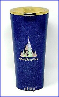 Disney Parks WDW 50th Anniversary Blue Corkcicle Tumbler Travel Mug Limited New